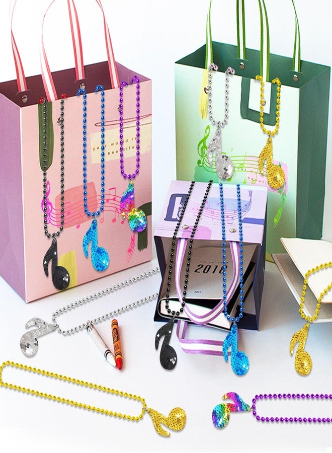 CiciBear 15 Pack Note Sequin Necklace Party Favors with Mardi Gras Beads for Karaoke Party, Tik Tok Birthday, Baby Shower, 50s 80s Theme Party,Festivals, Wedding, Birthday Celebrations, 5 Colors - Image 3
